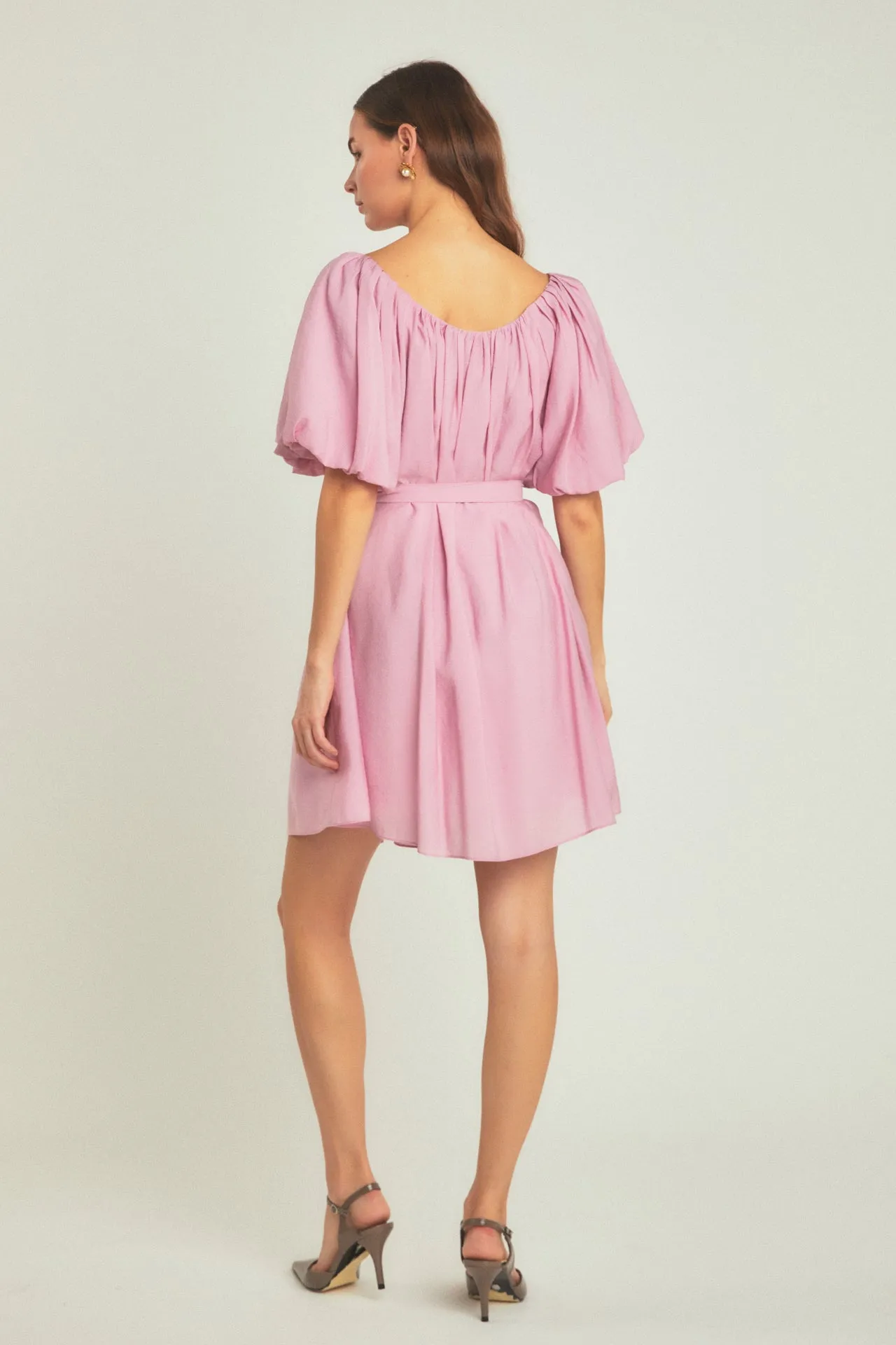 Pleated Detail Puff Sleeve Mini Dress sold by Endless Rose product image thumbnail 4