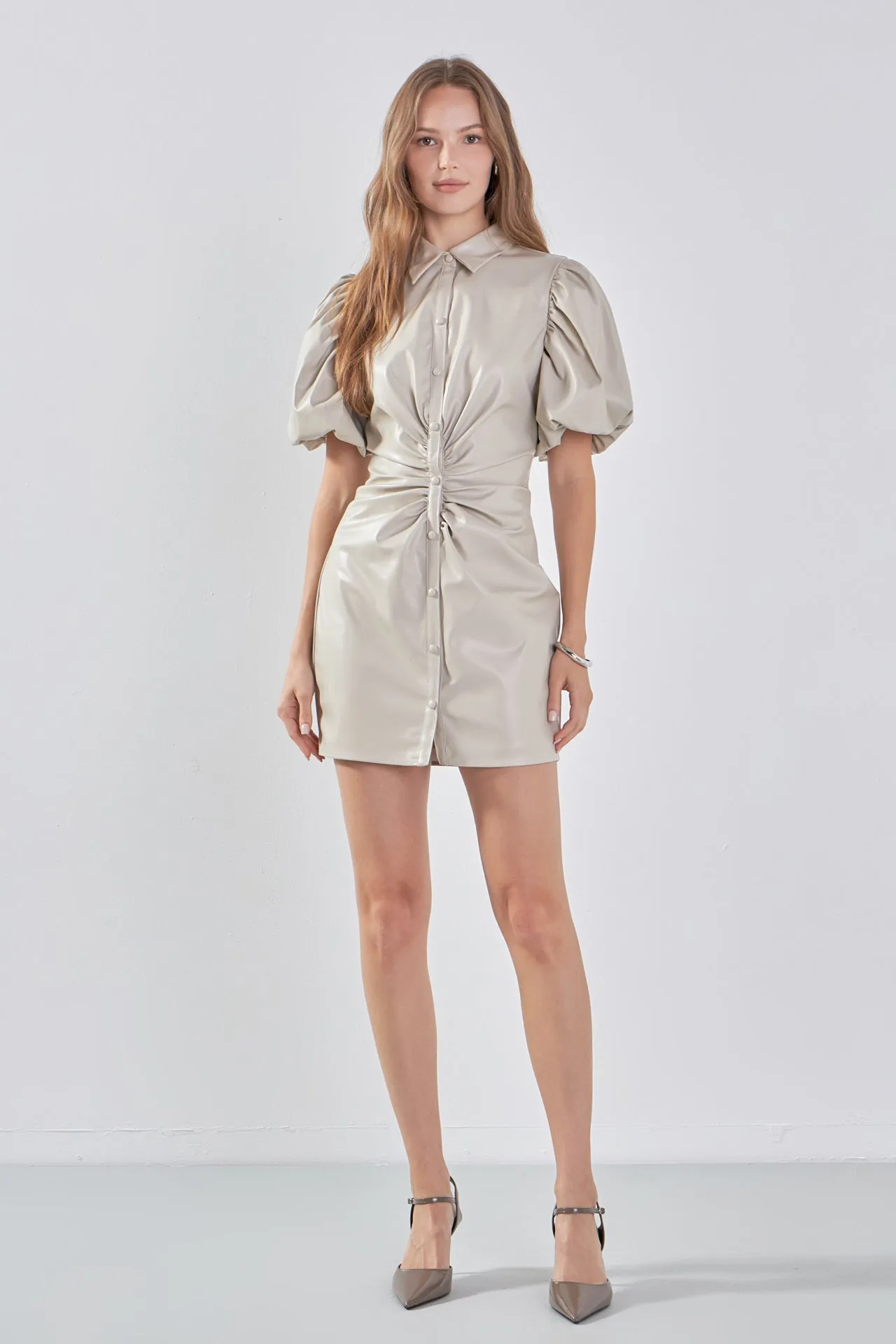 Short-Sleeve Faux Leather Mini Dress sold by Endless Rose product image thumbnail 3