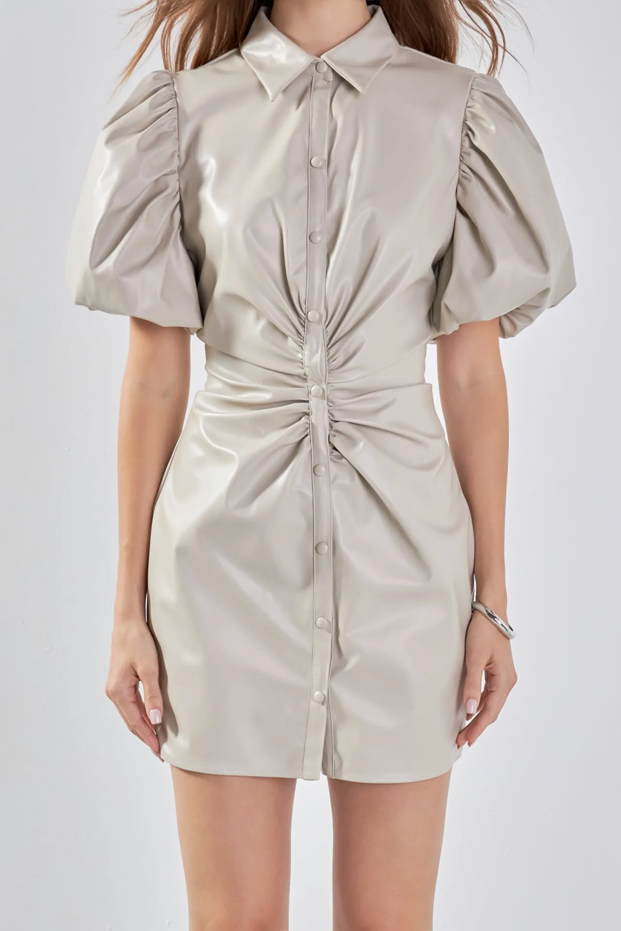 Short-Sleeve Faux Leather Mini Dress sold by Endless Rose product image thumbnail 2