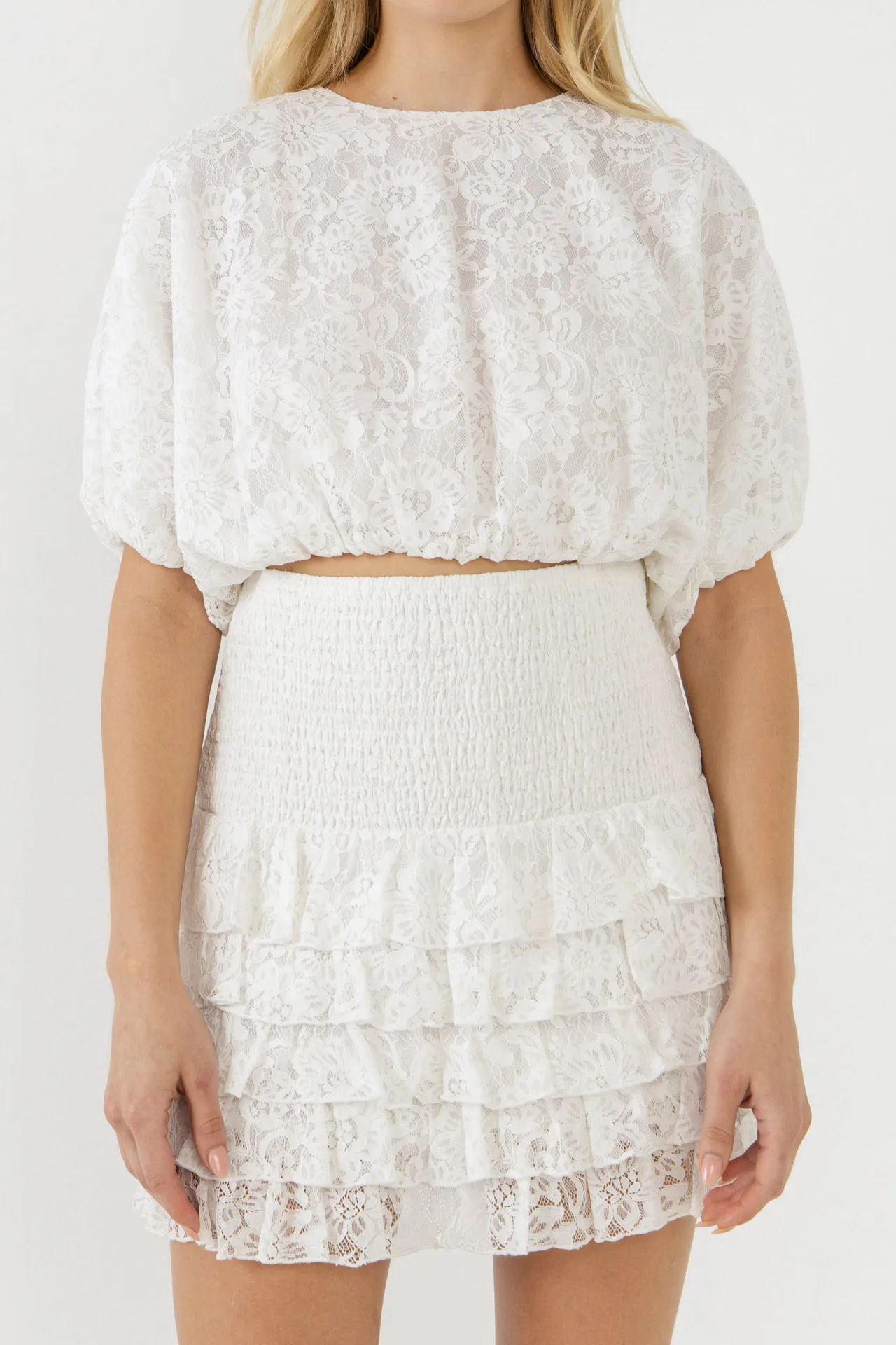 Laced Bubble Cropped Blouse sold by Endless Rose product image thumbnail 2