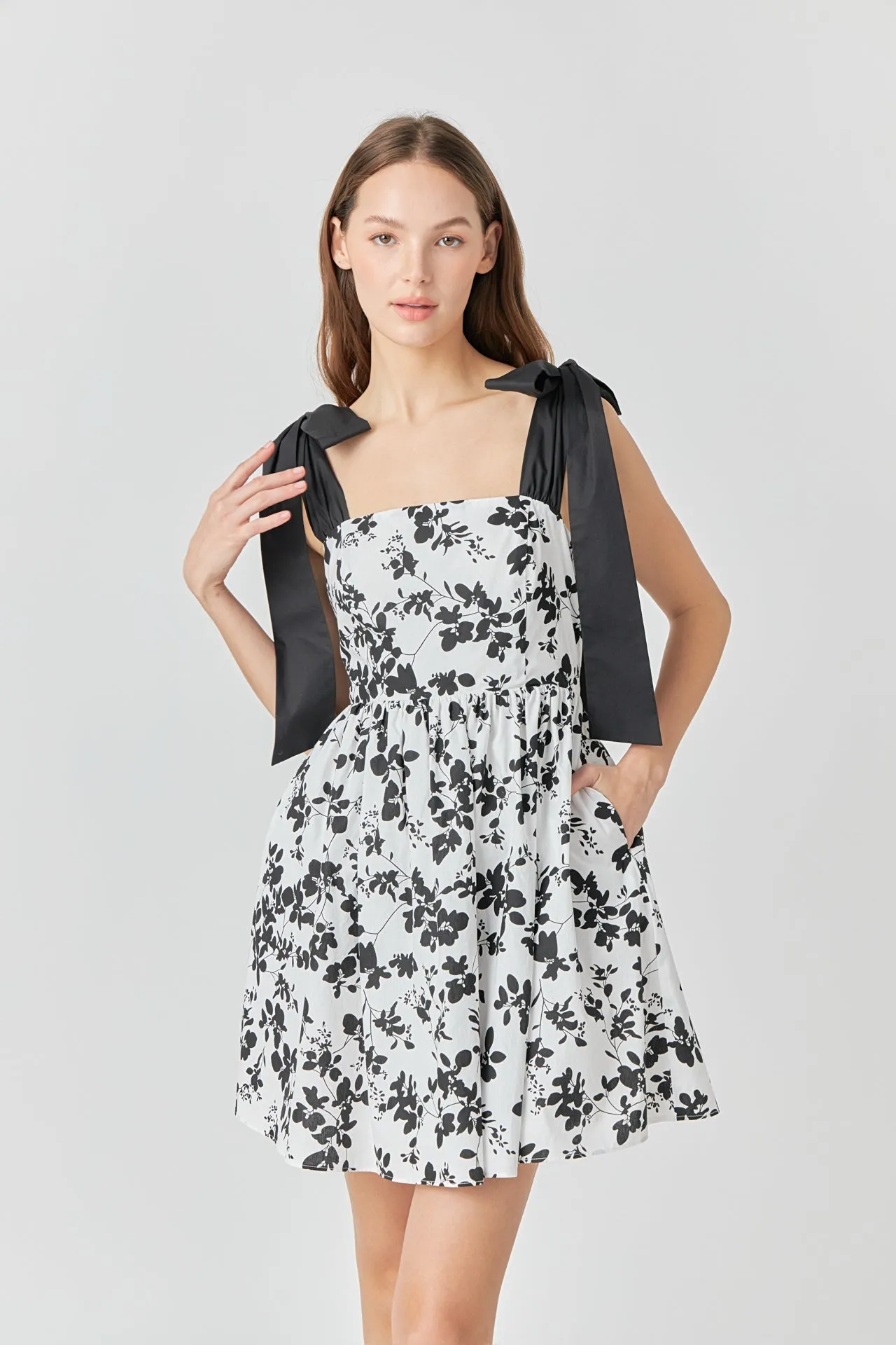 Contrast Bow Strap Printed Mini Dress sold by Endless Rose product image thumbnail 5