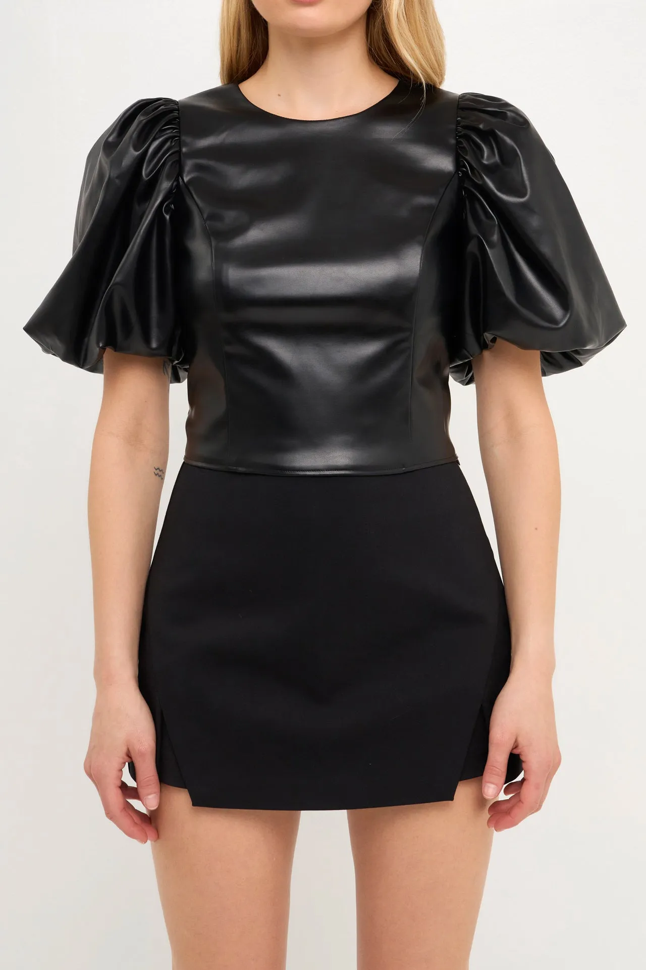 Pu Puff Sleeve Cropped Top sold by Endless Rose product image thumbnail 2