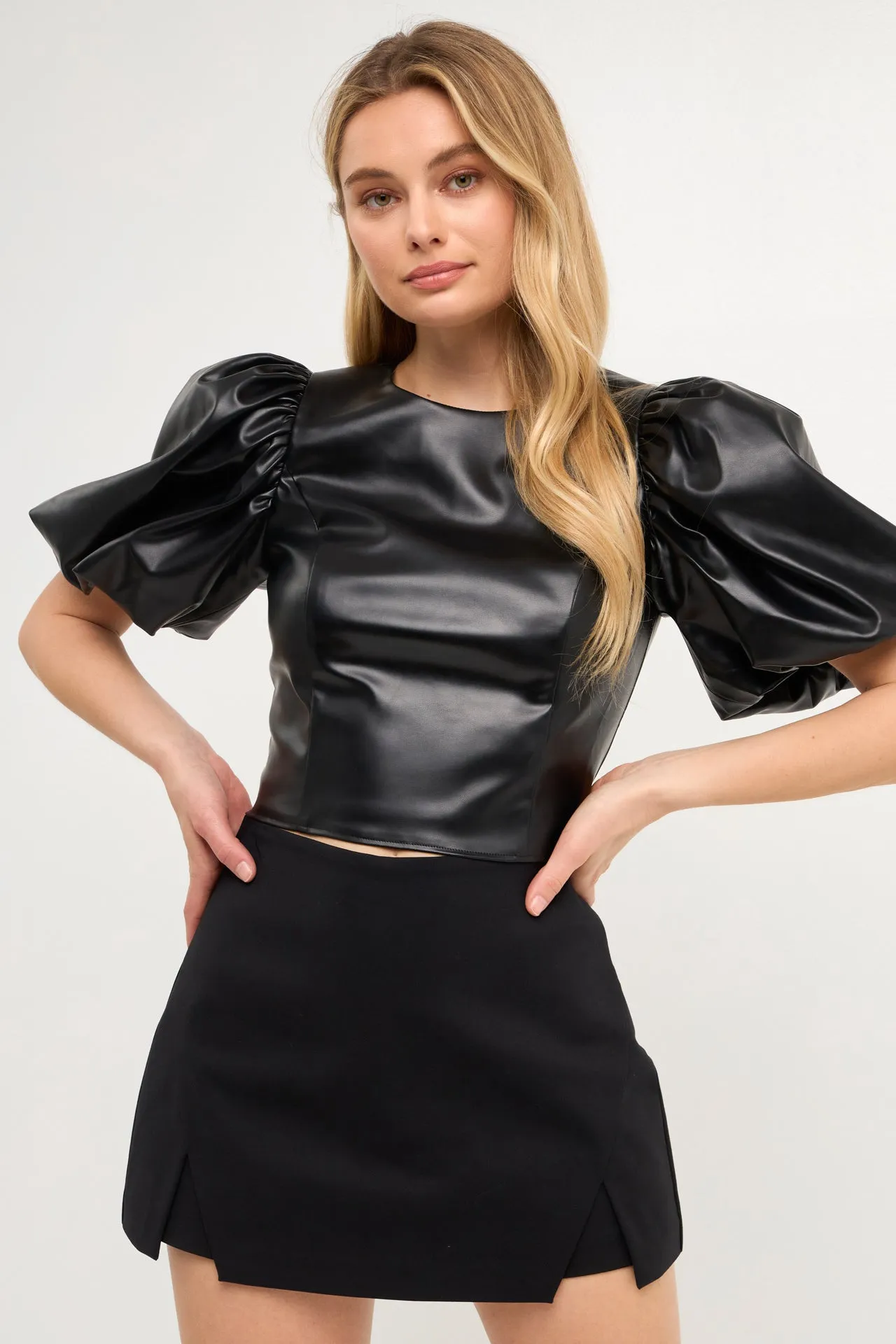 Pu Puff Sleeve Cropped Top sold by Endless Rose product image thumbnail 5