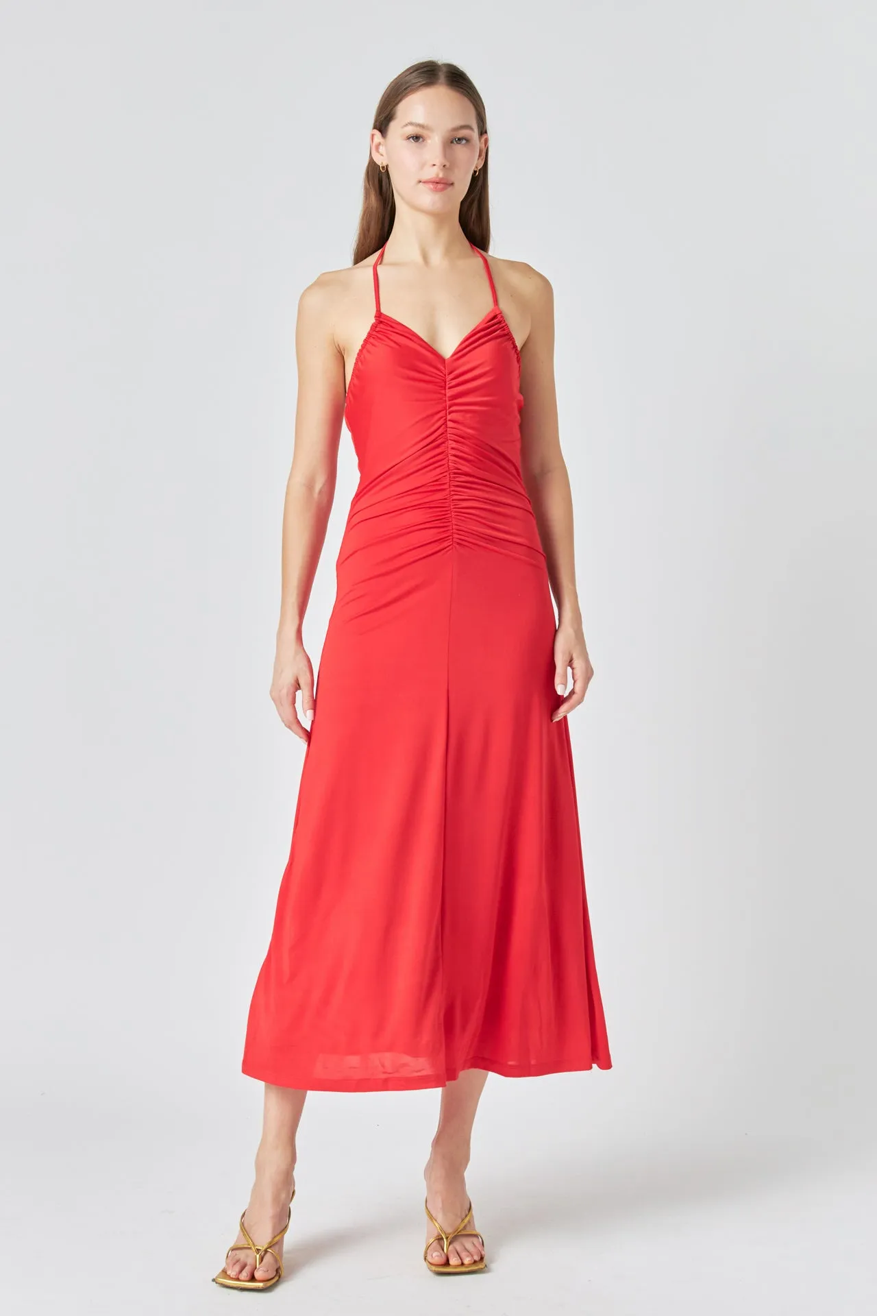 Halter Ruched Maxi Dress sold by Endless Rose