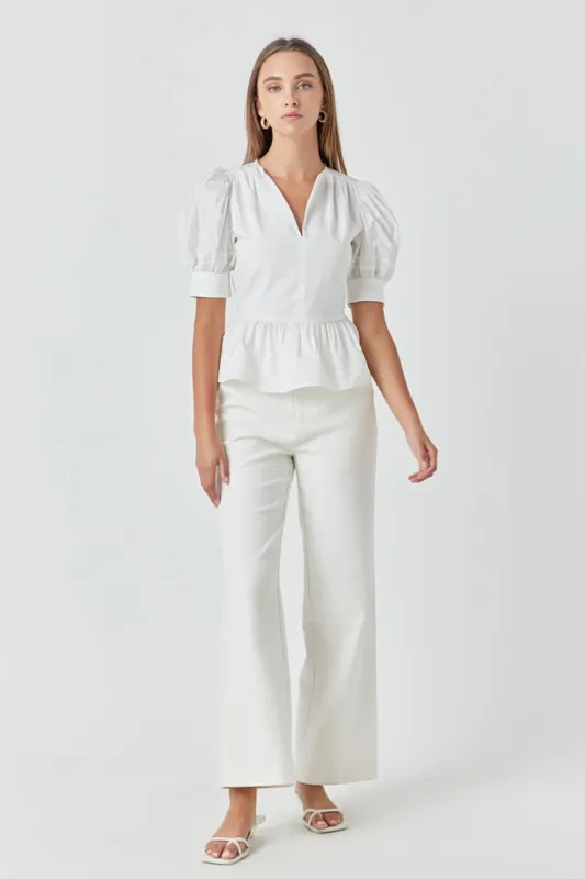 Placket Lace Trim Baby Doll Top sold by Endless Rose