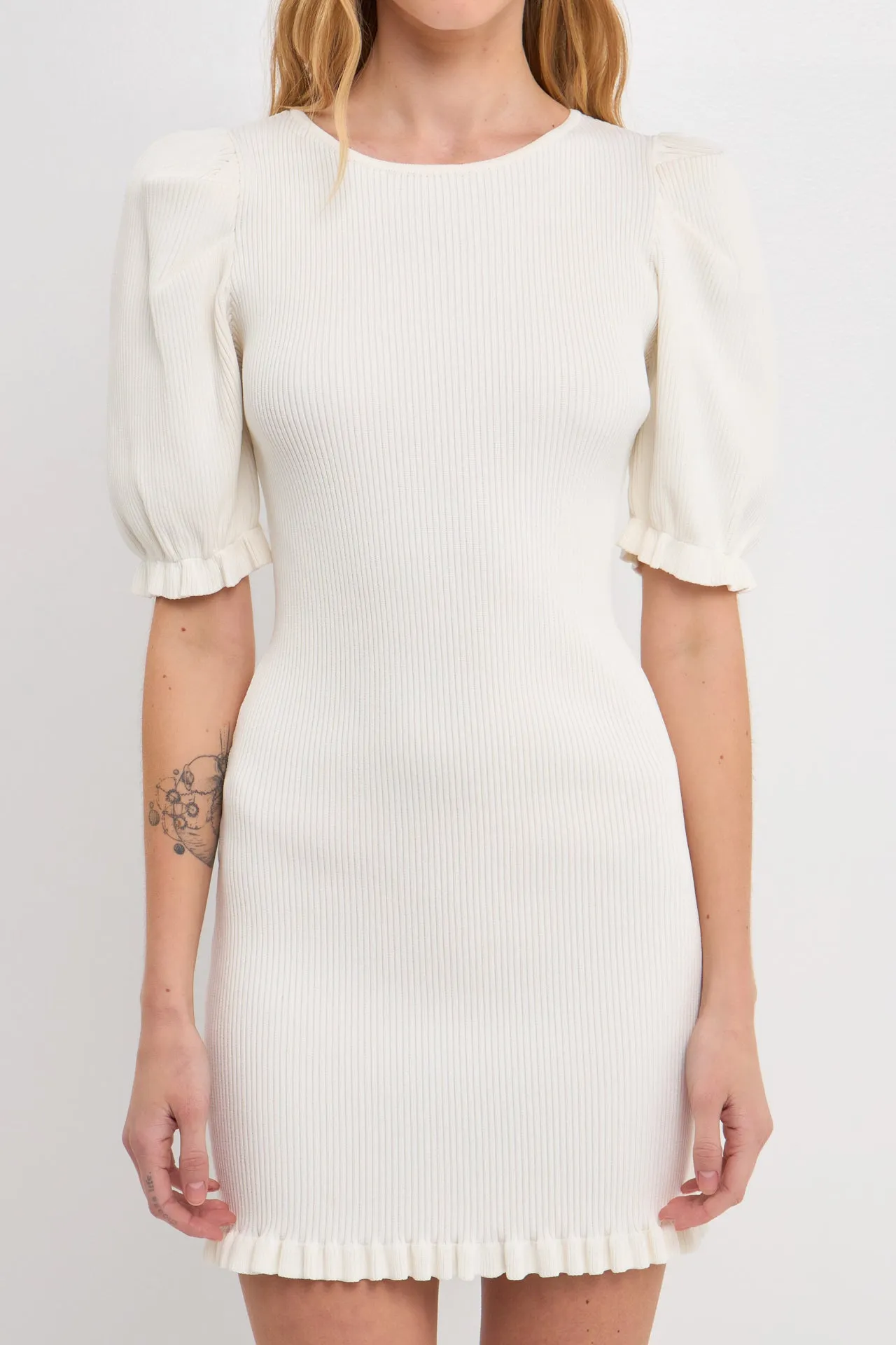 Back Tied straps Puff Sleeve Mini Dress sold by Endless Rose product image thumbnail 2