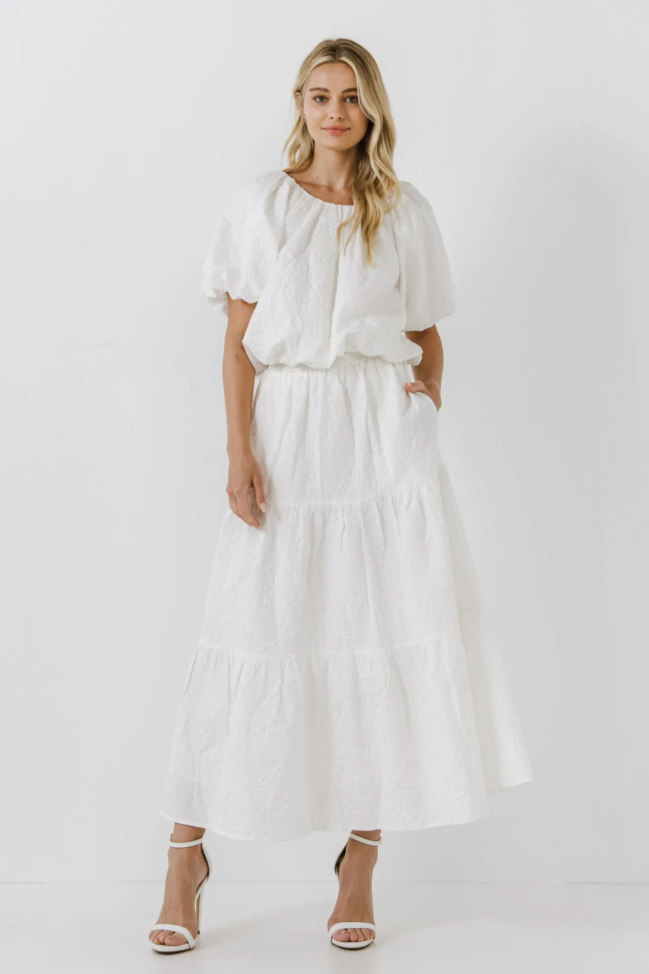 Floral Textured Maxi Skirt sold by Endless Rose