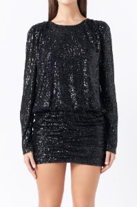 Ruched Sequin Mini Dress sold by Endless Rose