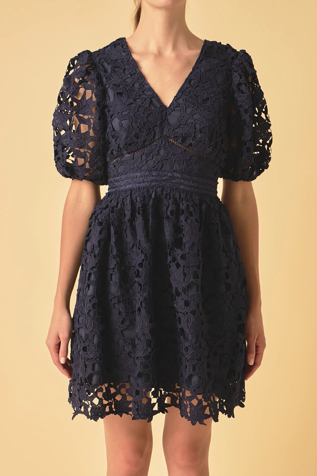 Crochet Lace Puff Sleeve Mini Dress - Final Sale sold by Endless Rose product image thumbnail 2