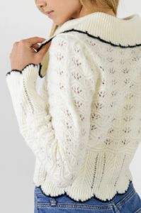 Scallop Collared Trim Knit Cardigan sold by Endless Rose