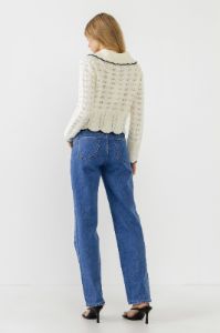 Scallop Collared Trim Knit Cardigan sold by Endless Rose