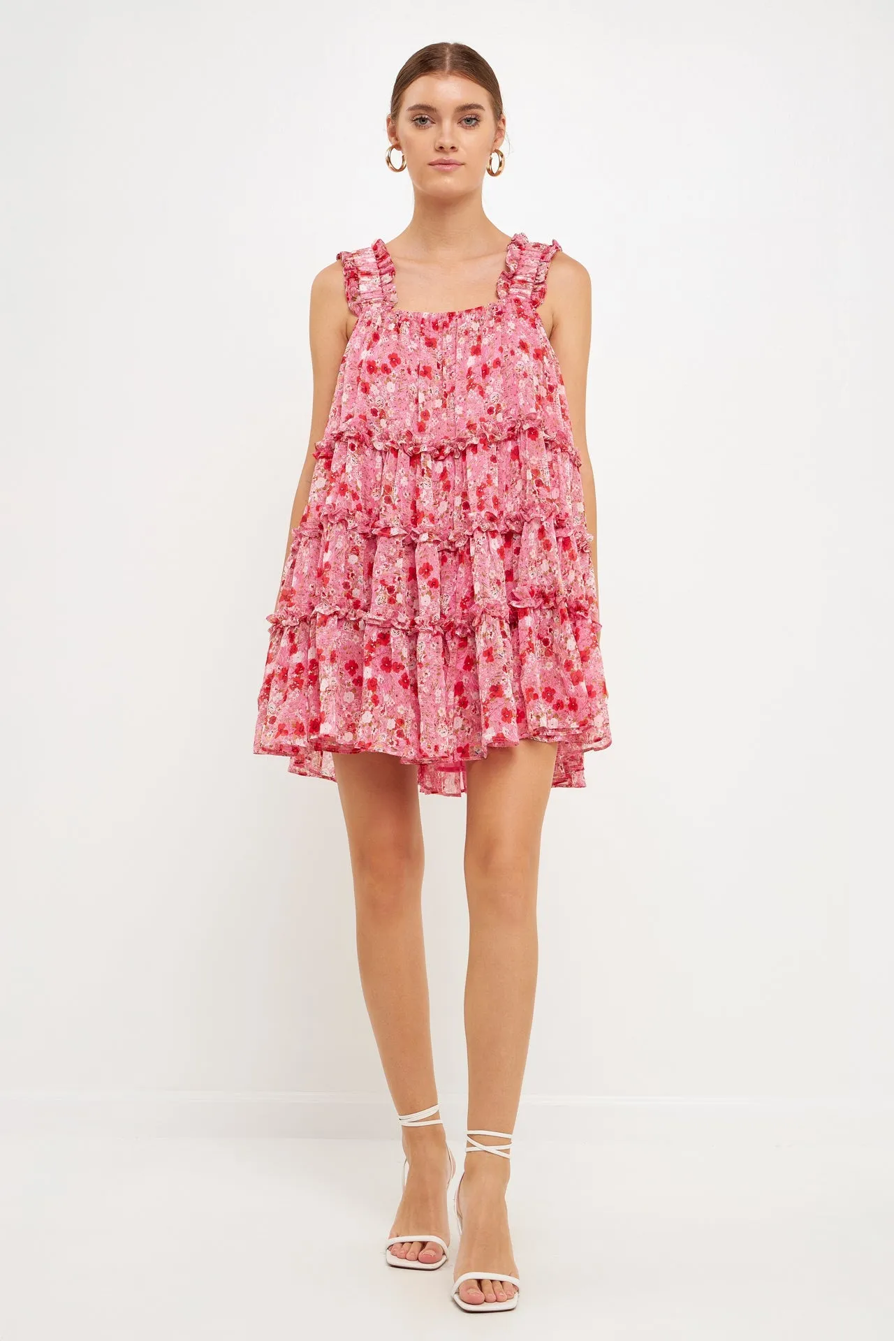 Floral Chiffon Flounce Mini Dress sold by Endless Rose