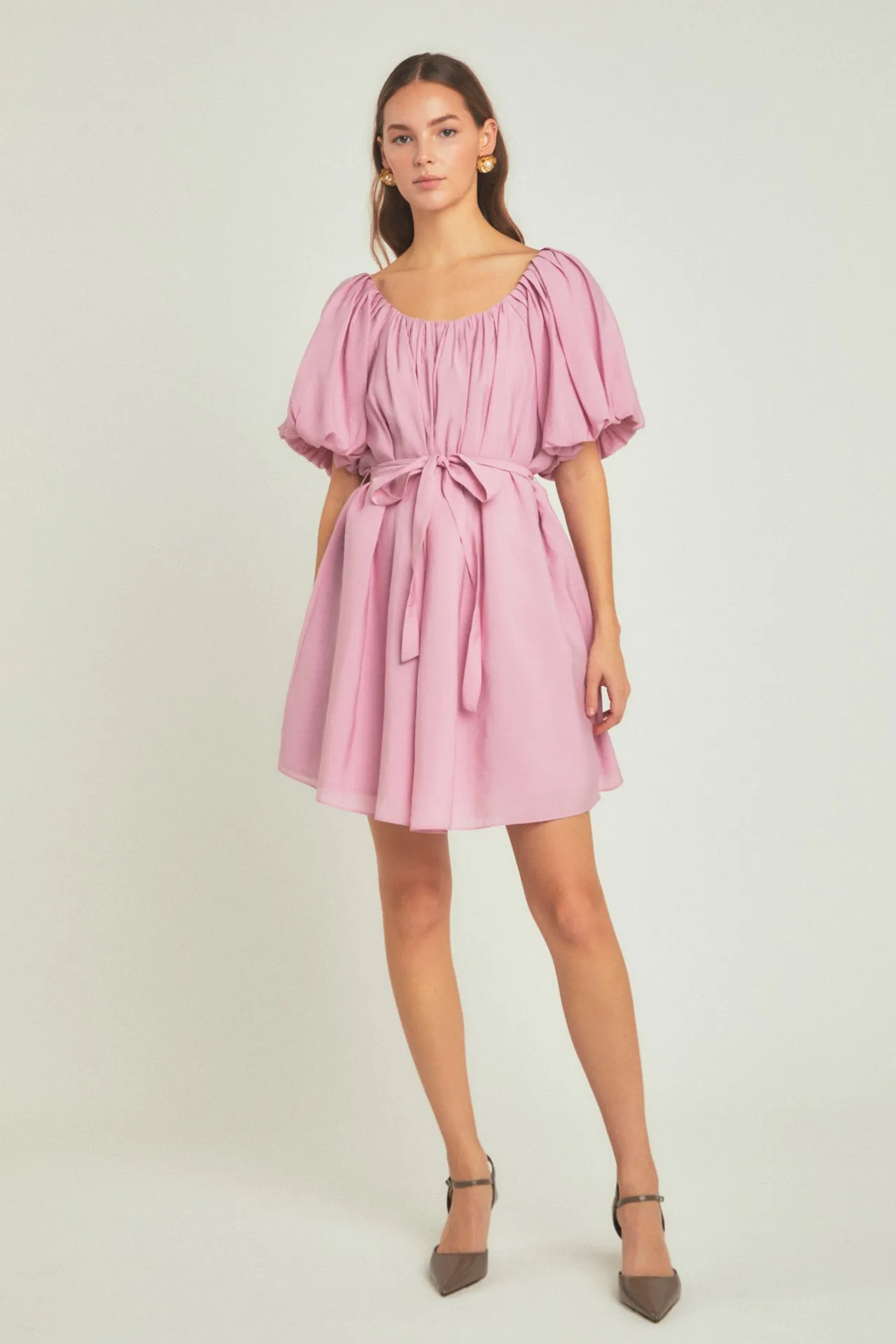 Pleated Detail Puff Sleeve Mini Dress - Final Sale sold by Endless Rose