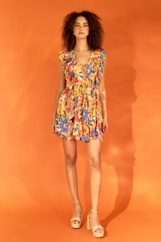 Multi Pop Floral Chiffon Ruffled Mini sold by Endless Rose