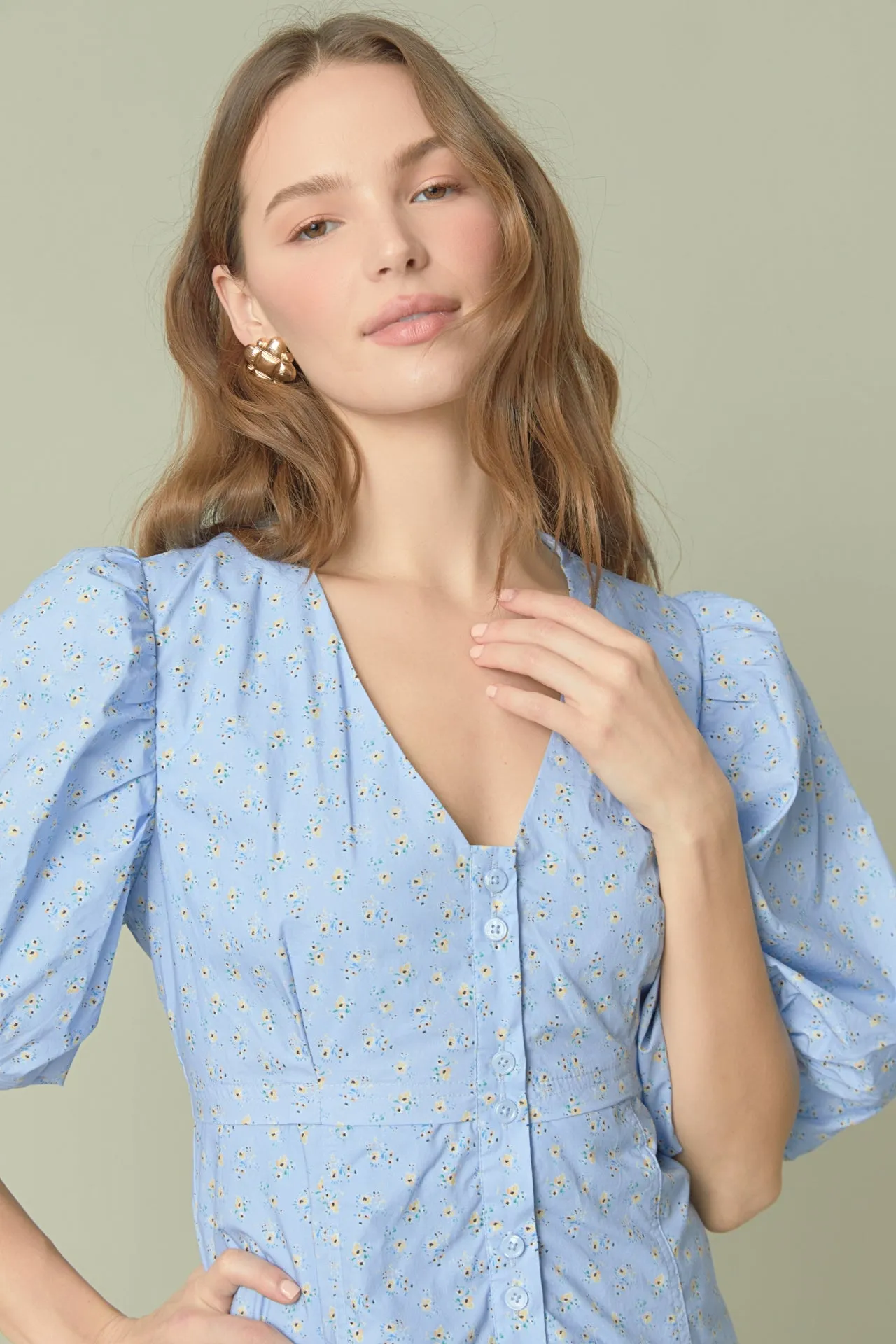 Floral Print Mini Dress with Button Detail sold by Endless Rose product image thumbnail 5