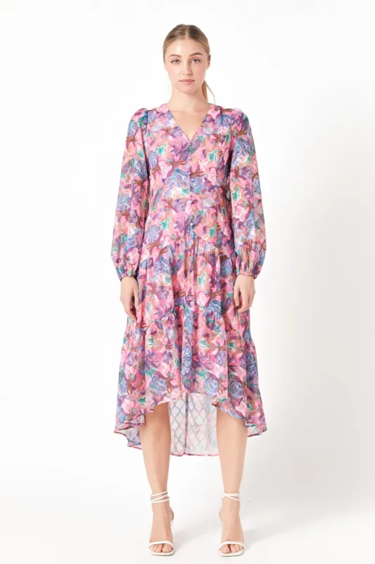 Buttoned Floral High Low Dress sold by Endless Rose