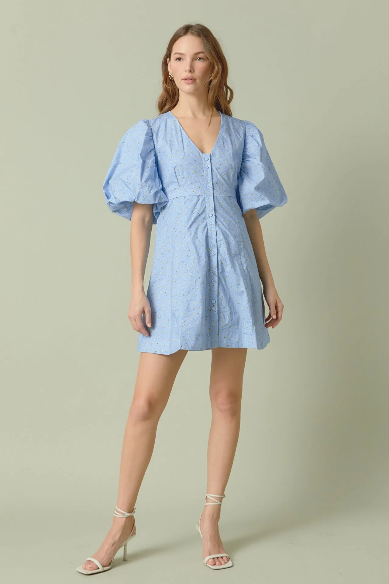 Floral Print Mini Dress with Button Detail sold by Endless Rose