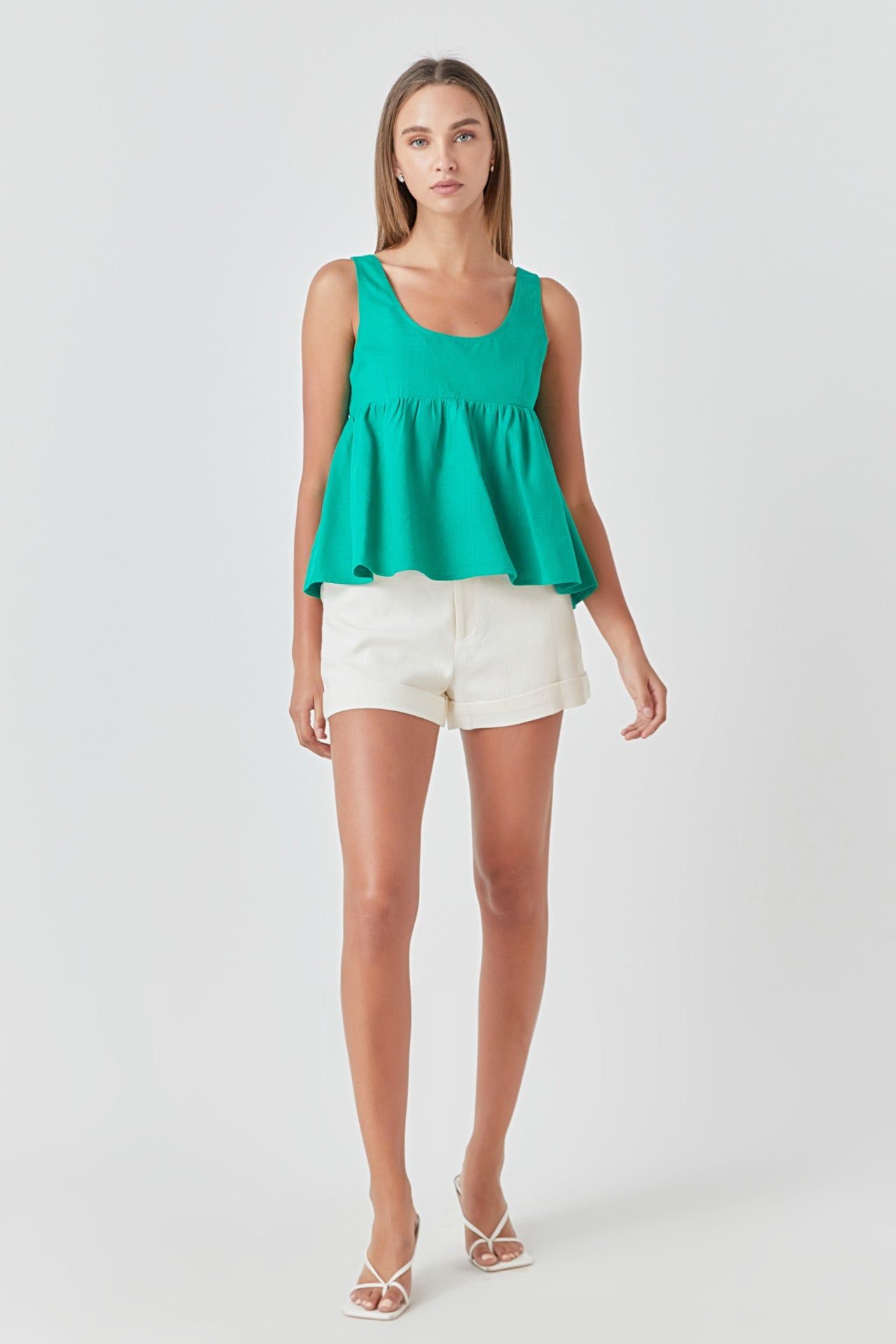 Linen Blend Apron Baby Doll Top sold by Endless Rose