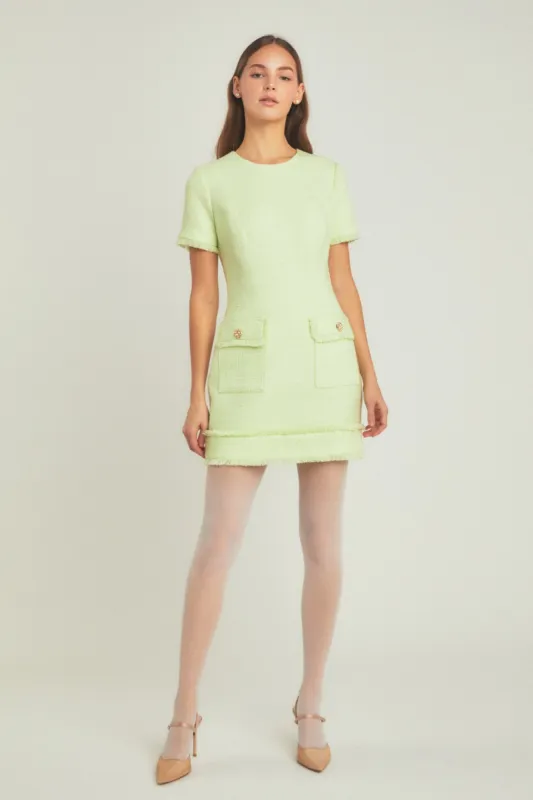 Tweed Short Sleeve Mini Dress sold by Endless Rose
