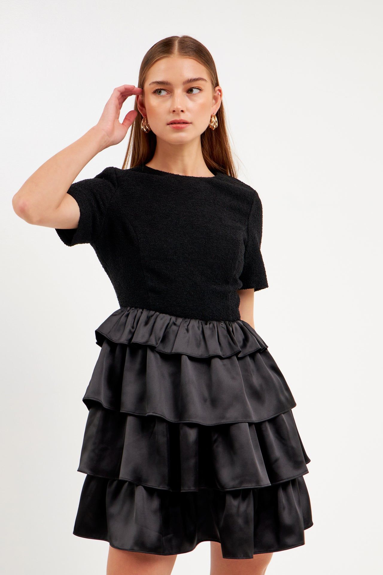 Boucle Satin Mini Dress sold by Endless Rose product image thumbnail 5