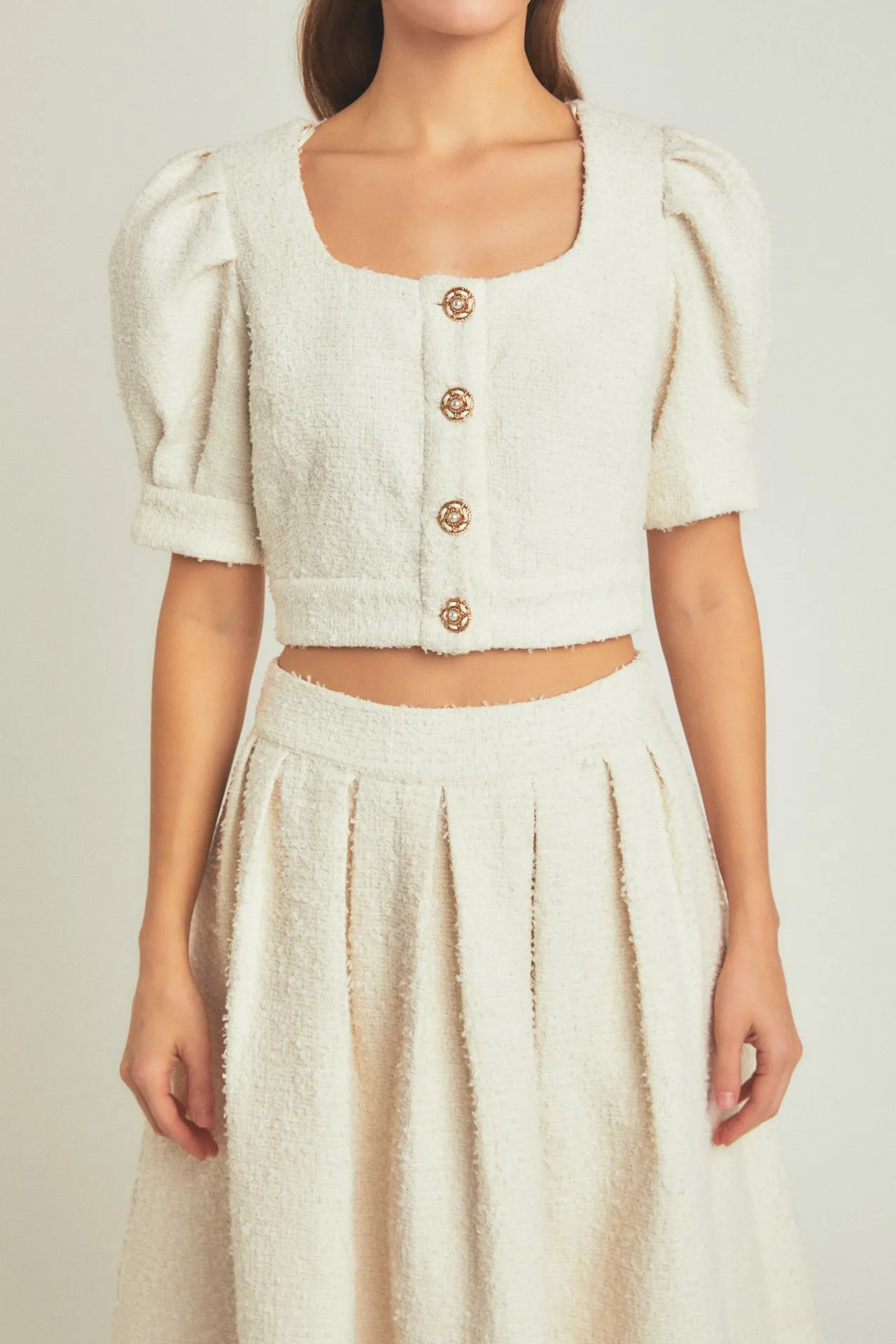 Premium Cropped Tweed Puff Sleeve Top sold by Endless Rose product image thumbnail 2