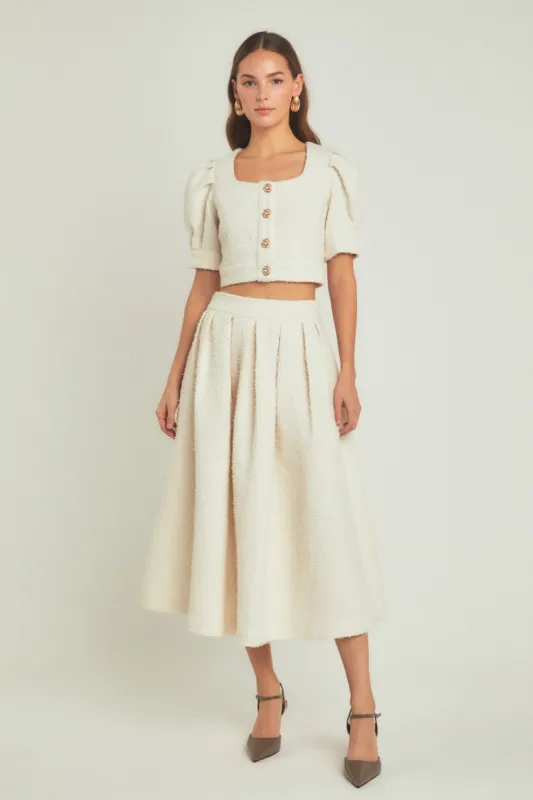 Premium Cropped Tweed Puff Sleeve Top sold by Endless Rose