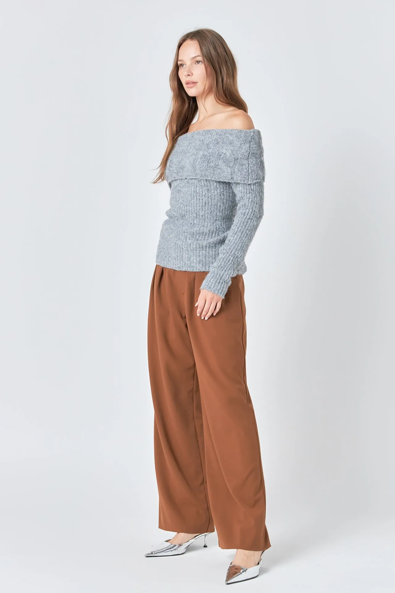 Off Shoulder Cable Knit Sweater sold by Endless Rose product image thumbnail 3
