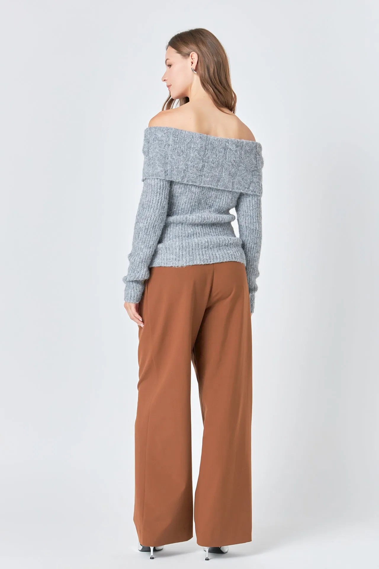 Off Shoulder Cable Knit Sweater sold by Endless Rose product image thumbnail 4