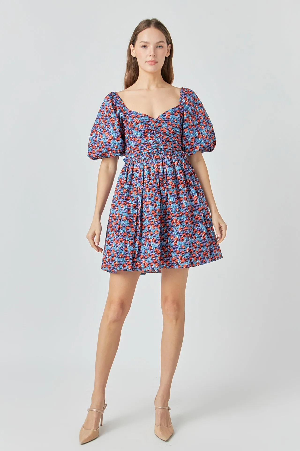 Floral Ruched Poplin Mini Dress sold by Endless Rose