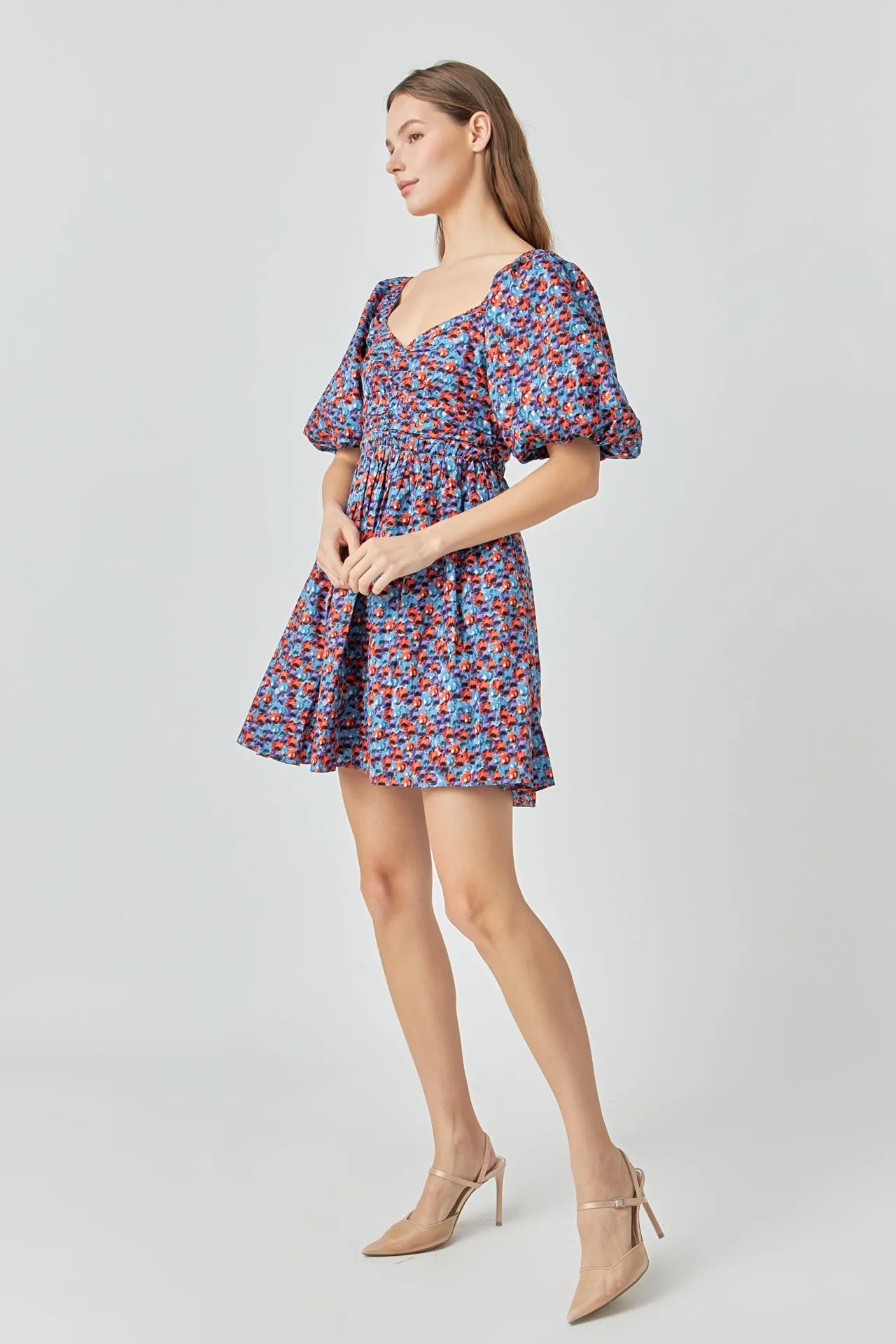 Floral Ruched Poplin Mini Dress sold by Endless Rose product image thumbnail 3