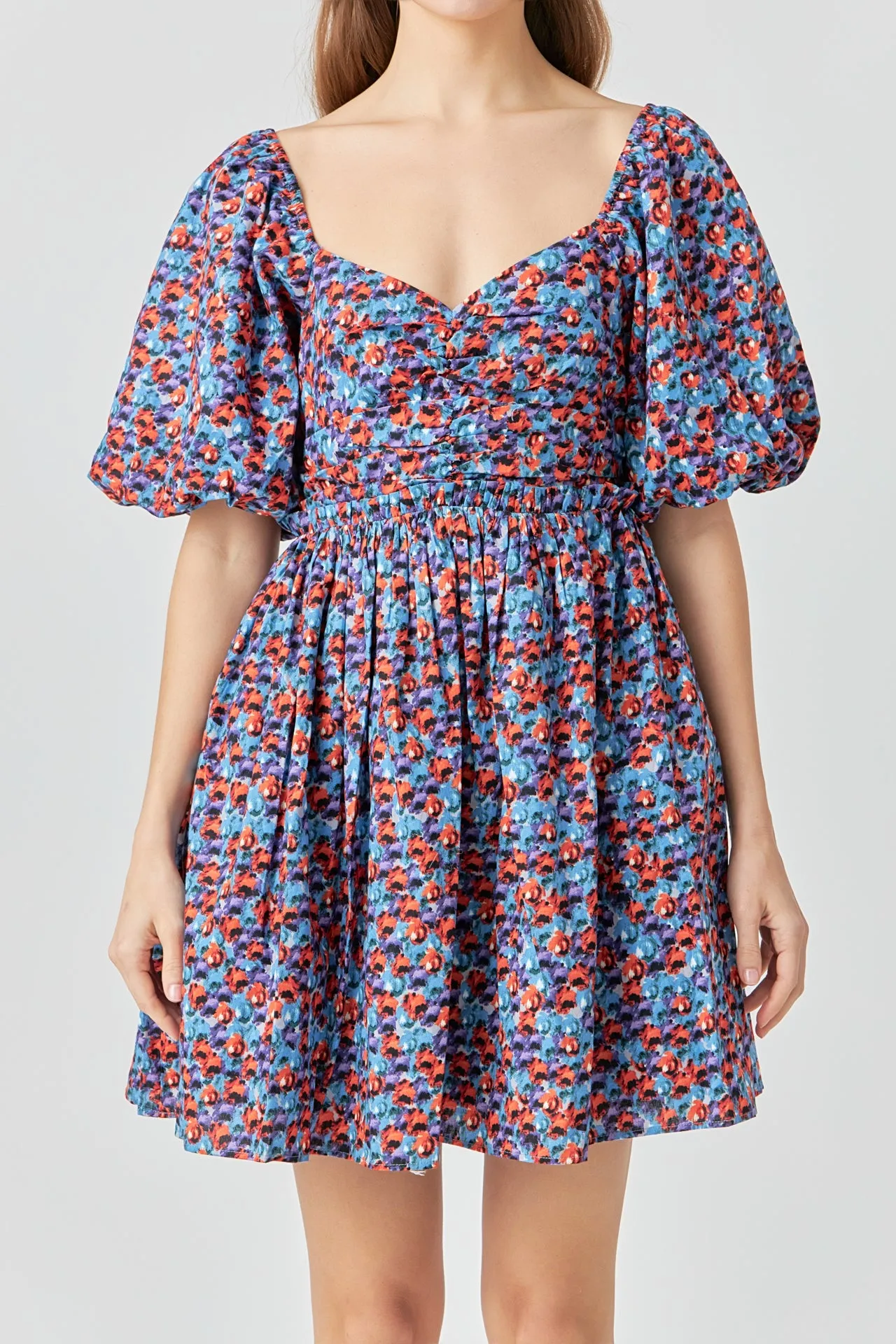 Floral Ruched Poplin Mini Dress sold by Endless Rose product image thumbnail 2