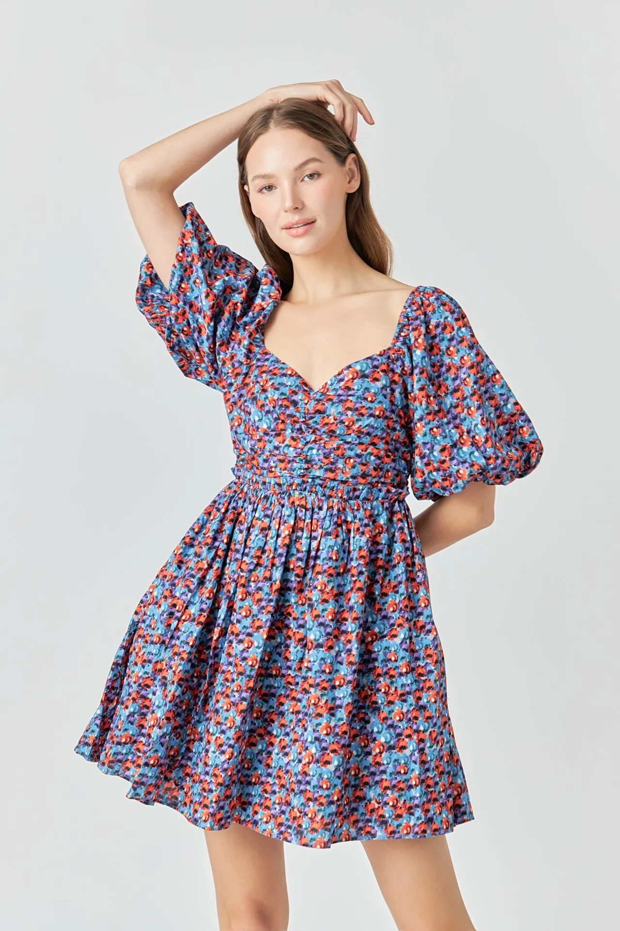 Floral Ruched Poplin Mini Dress sold by Endless Rose product image thumbnail 5