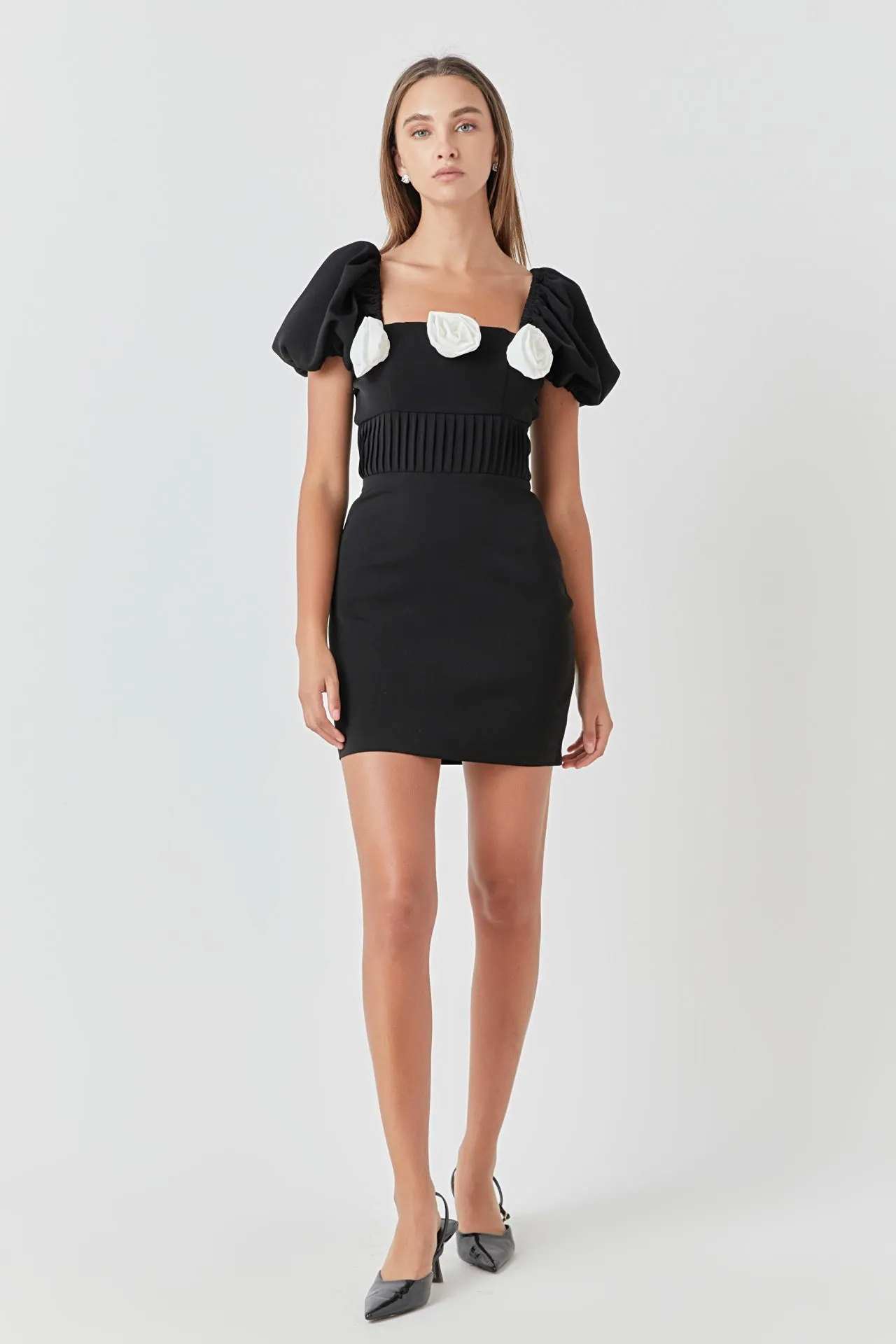 Corsage Puff Sleeve Mini Dress sold by Endless Rose