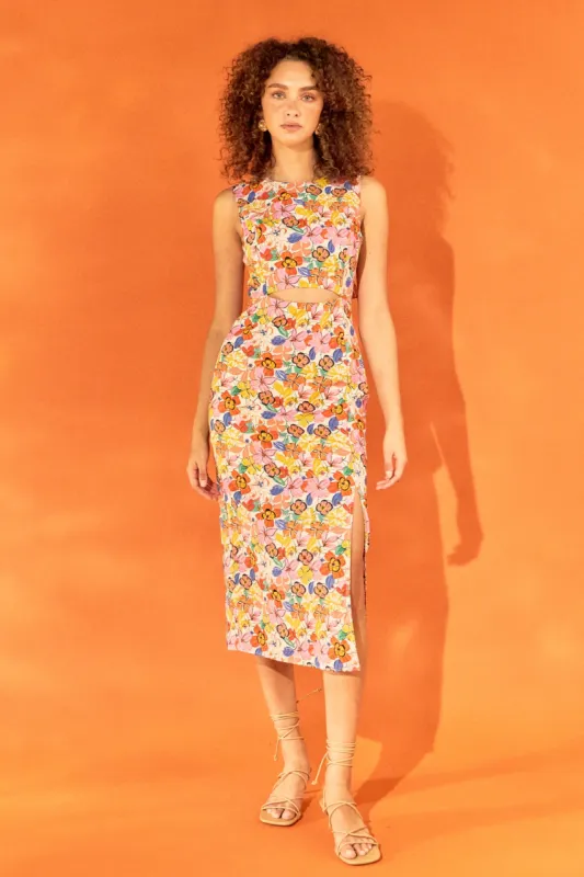 Cotton Floral Print Cutout Maxi Dress sold by Endless Rose