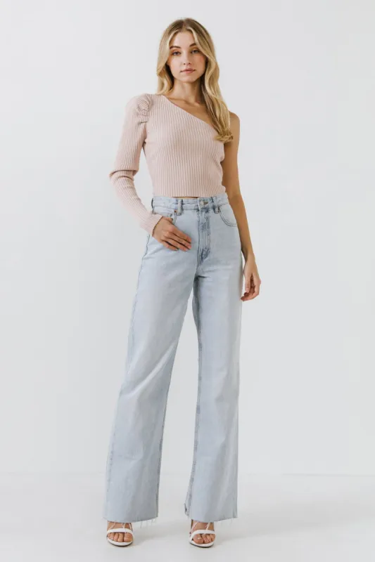 Puff Sleeve One Shoulder Top sold by Endless Rose