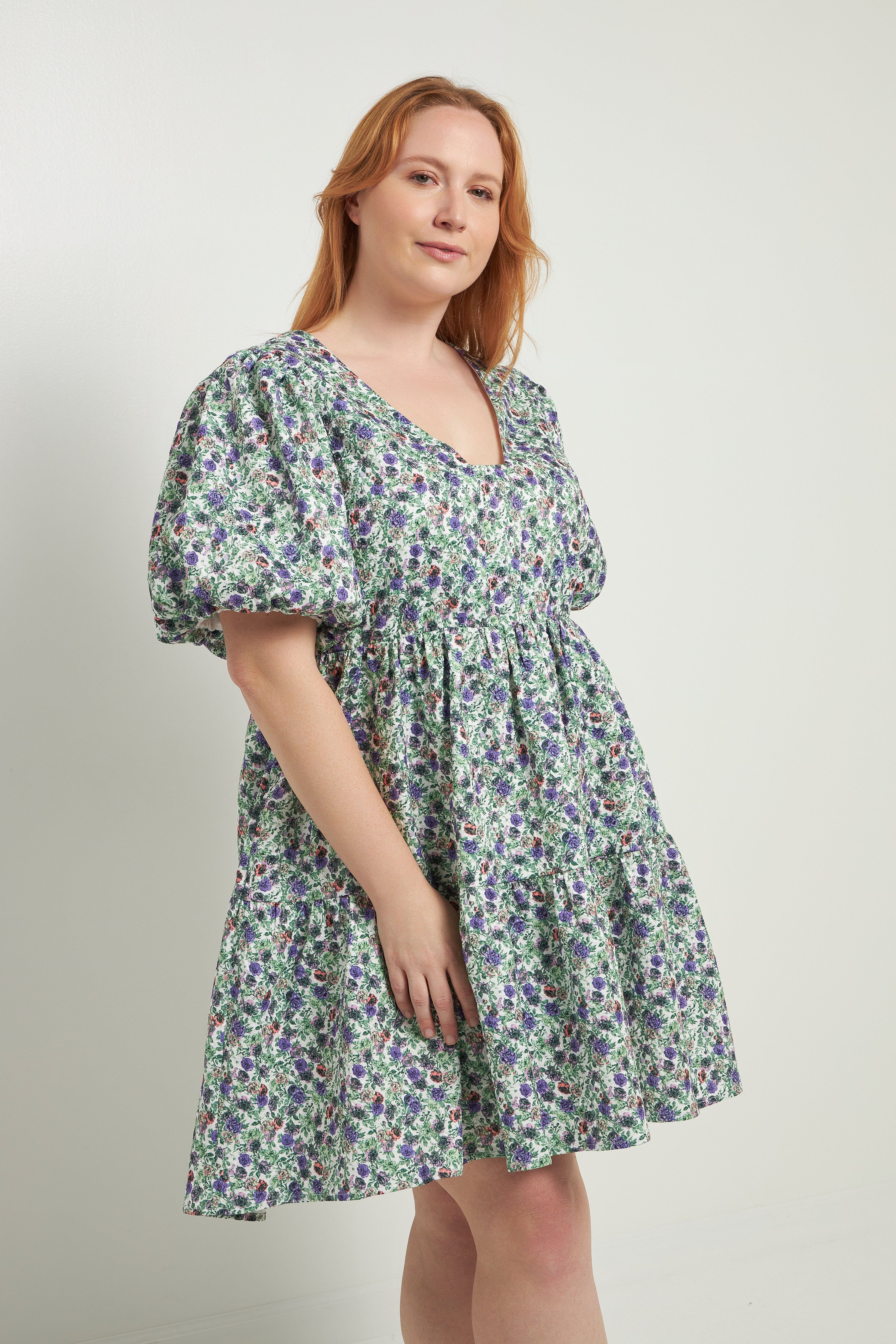 Floral Puff Sleeve Jacquard High Low Dress sold by Endless Rose product image thumbnail 10