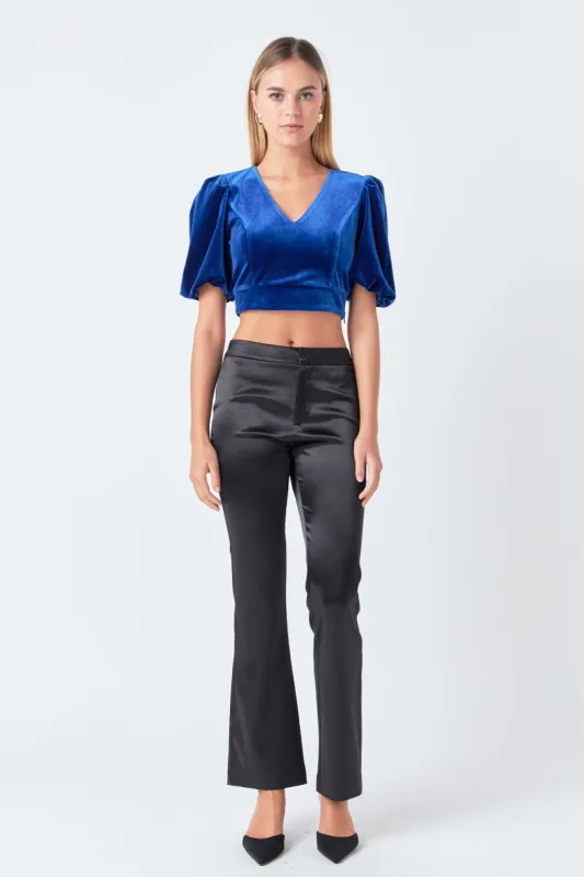 Cropped Velvet Puff Sleeve Top made by Endless Rose