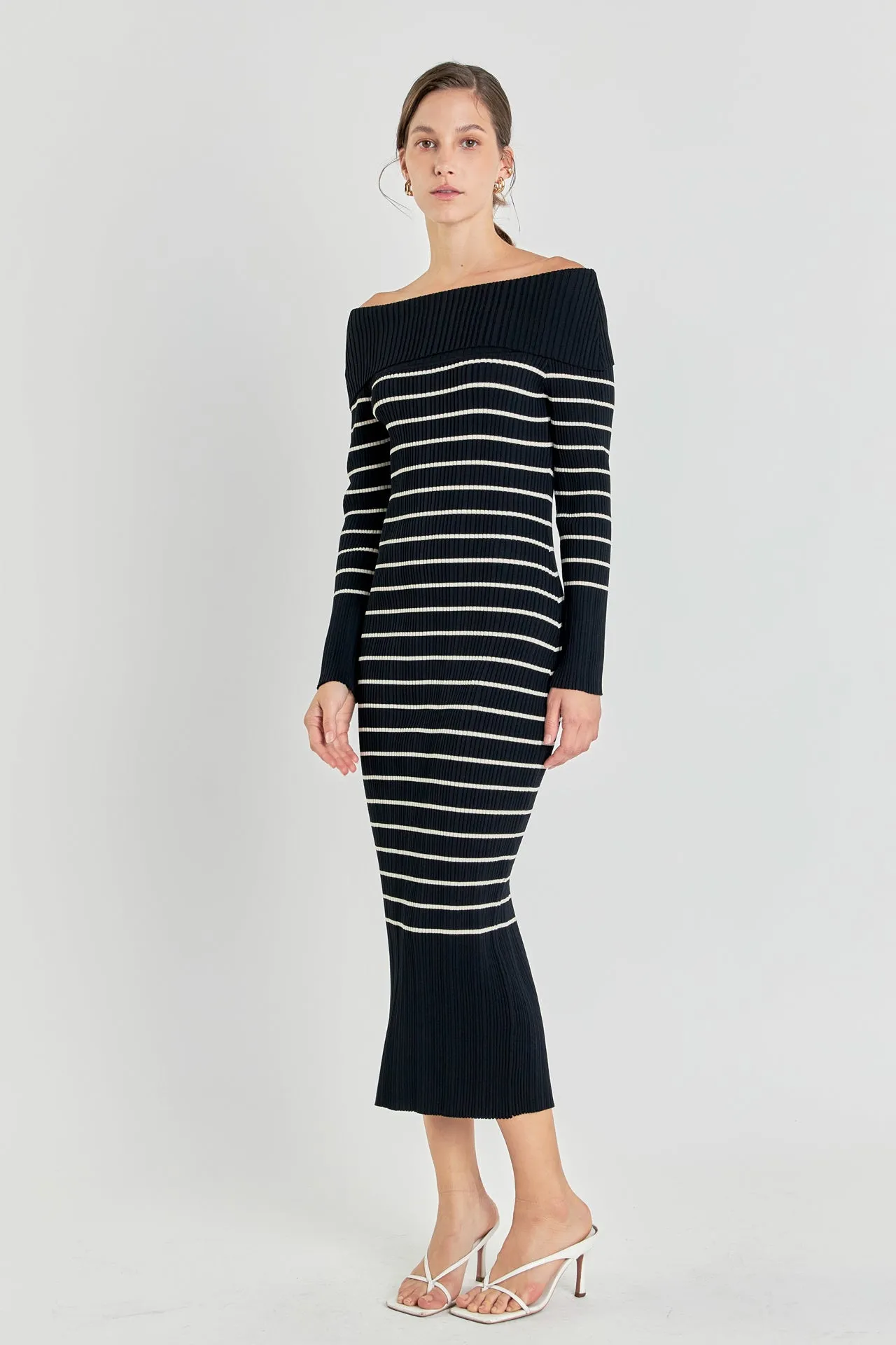 Off Shoulder Fold Striped Maxi Dress sold by Endless Rose product image thumbnail 3