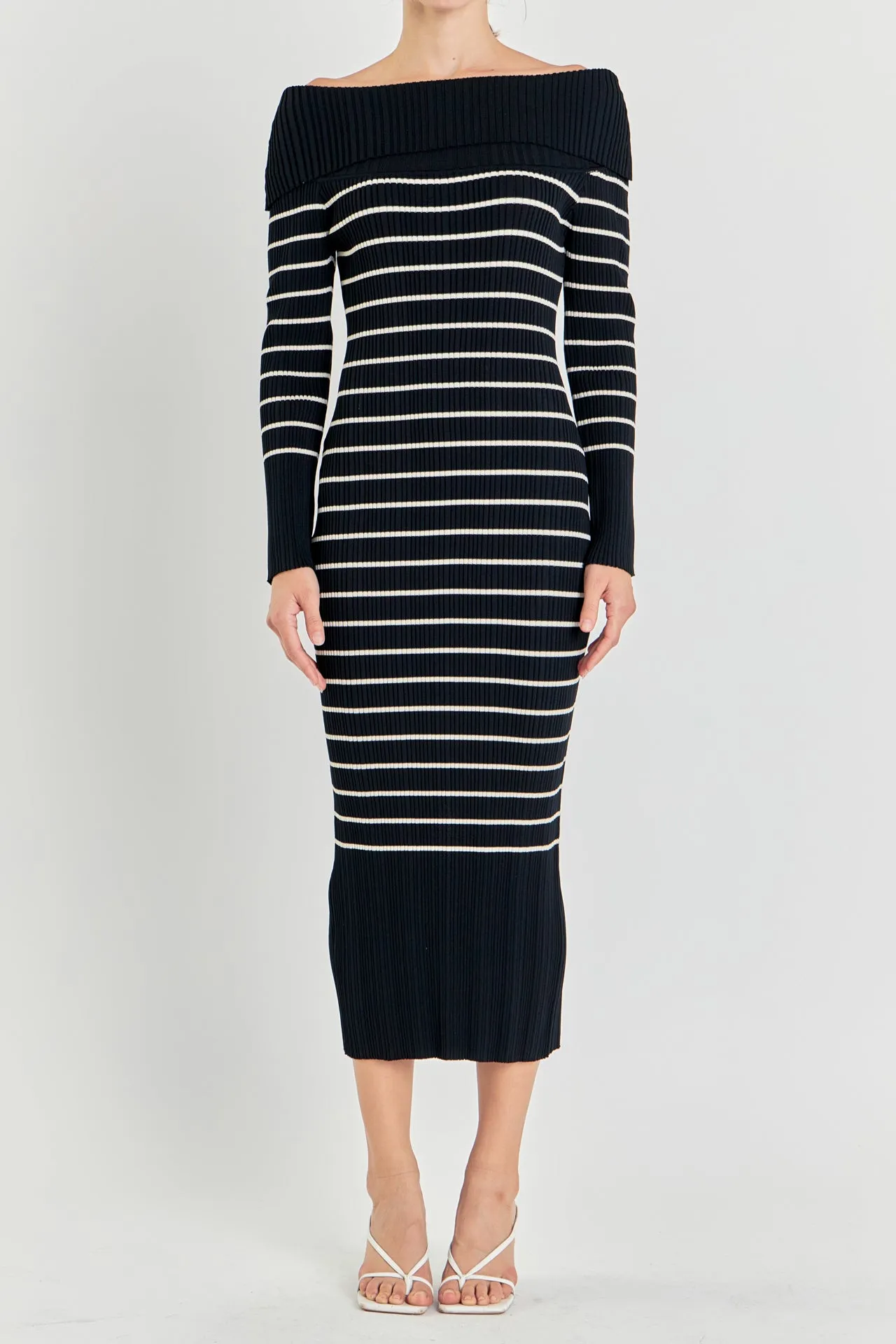 Off Shoulder Fold Striped Maxi Dress sold by Endless Rose product image thumbnail 2