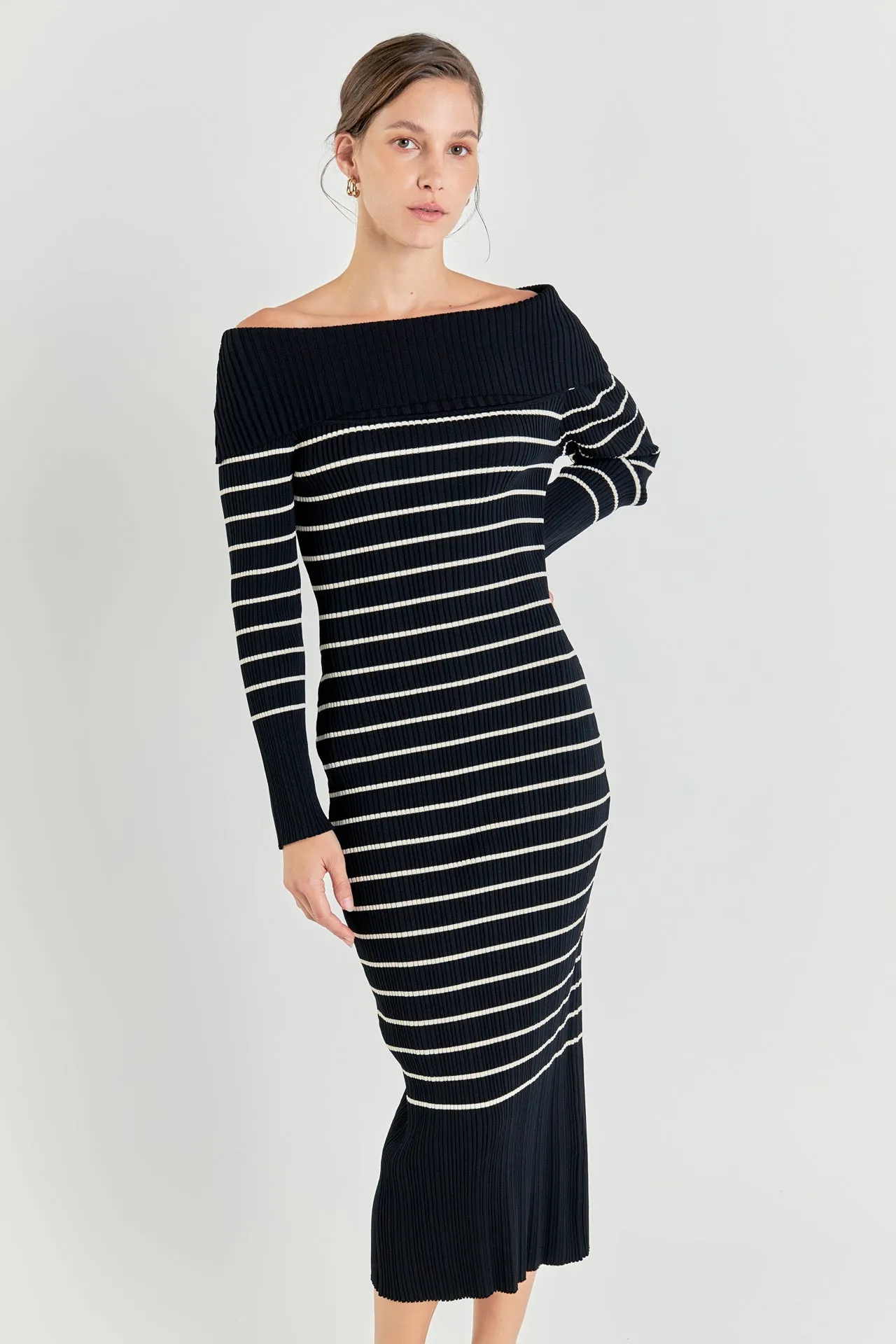Off Shoulder Fold Striped Maxi Dress sold by Endless Rose product image thumbnail 5