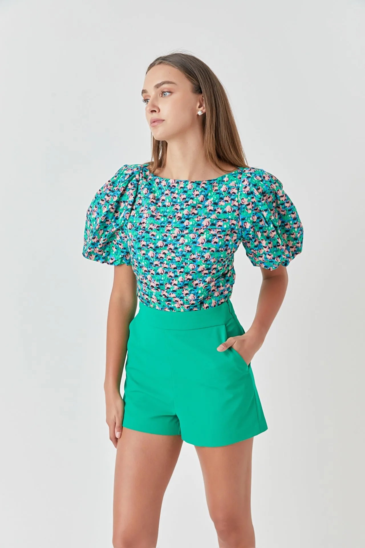 Bright Floral Ruched Poplin Top sold by Endless Rose product image thumbnail 5