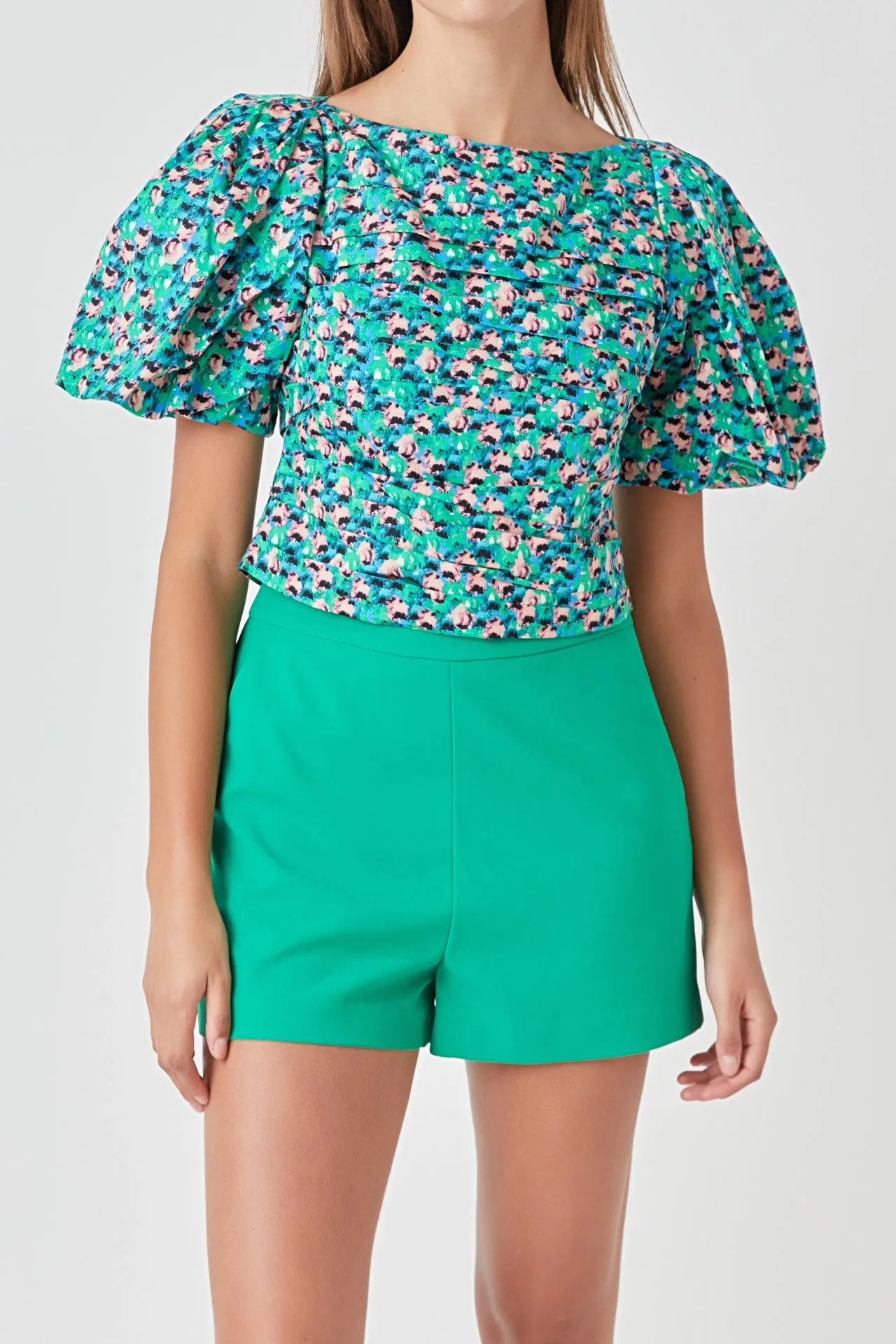 Bright Floral Ruched Poplin Top sold by Endless Rose product image thumbnail 2