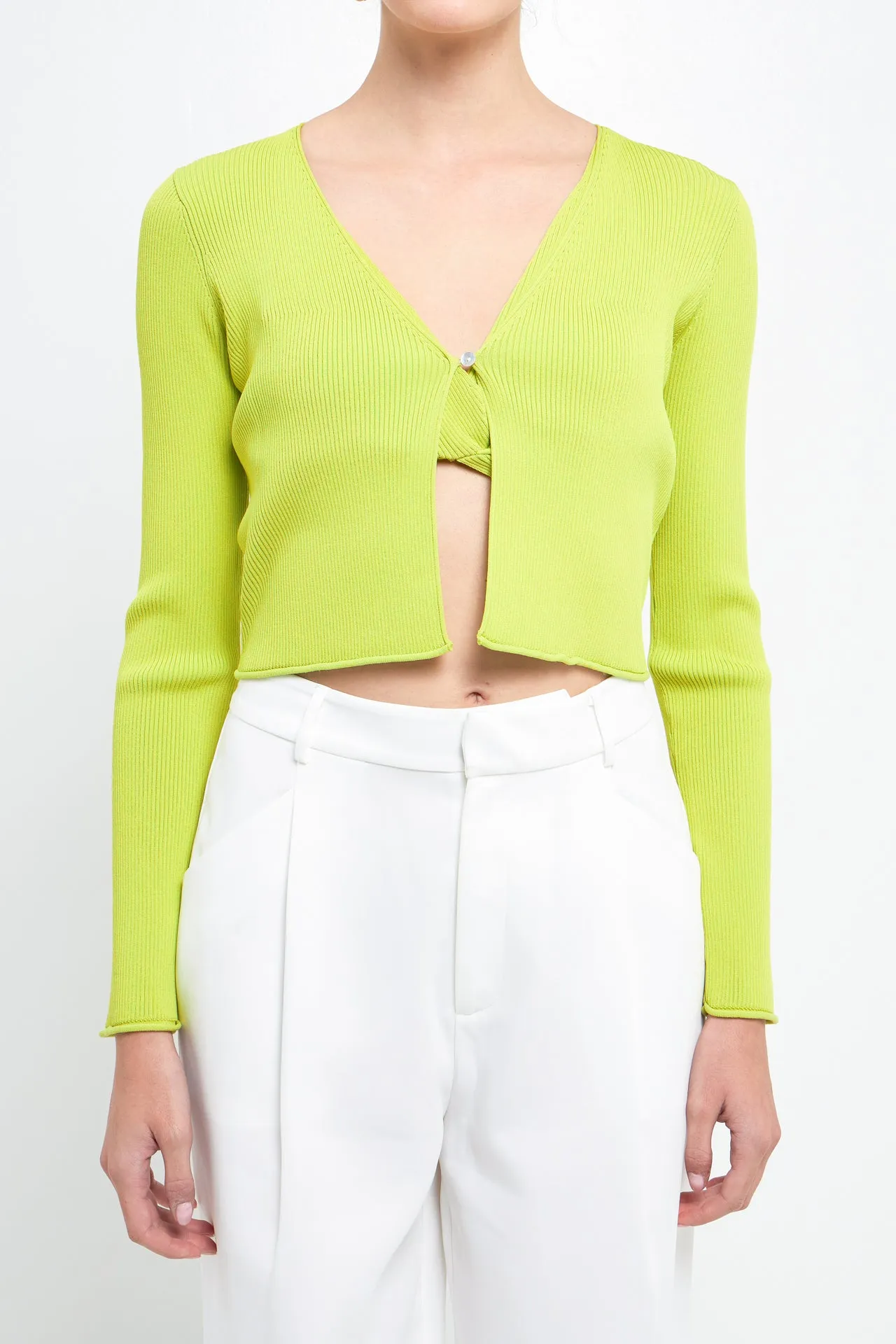 Single Button Fine Rib Cardigan sold by Endless Rose product image thumbnail 2