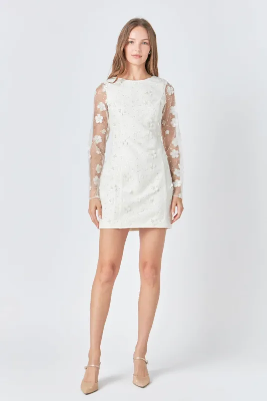 Beaded Overlay Floral Mini Dress sold by Endless Rose