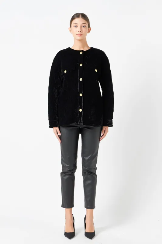 Premium Oversized Quilted Velvet Jacket sold by Endless Rose