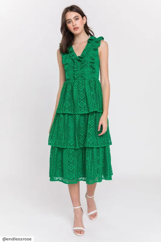 All Over Lace Ruffled Dress sold by Endless Rose