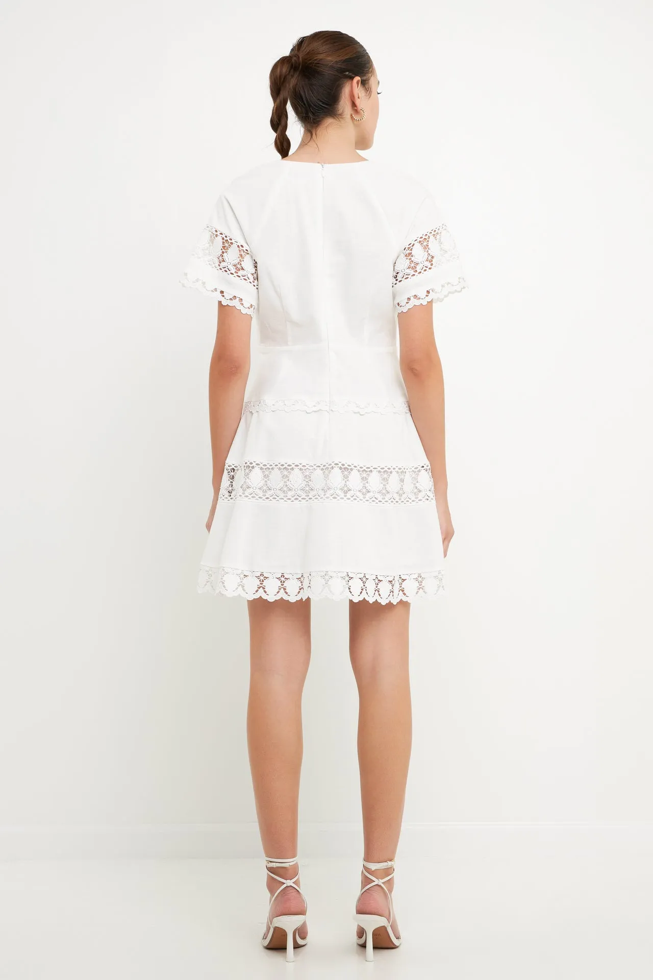 Lace Trim Mini Dress with Front Bow sold by Endless Rose product image thumbnail 4