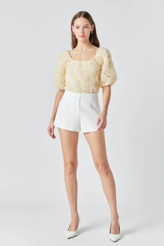 Mesh Fabric Floral Shape Top sold by Endless Rose