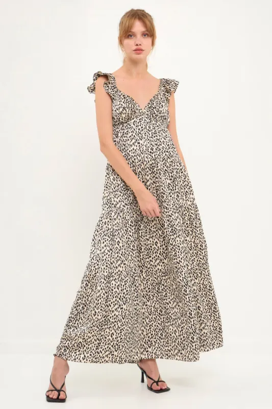 Printed Animal Sweetheart Tiered Maxi Dress made by Endless Rose