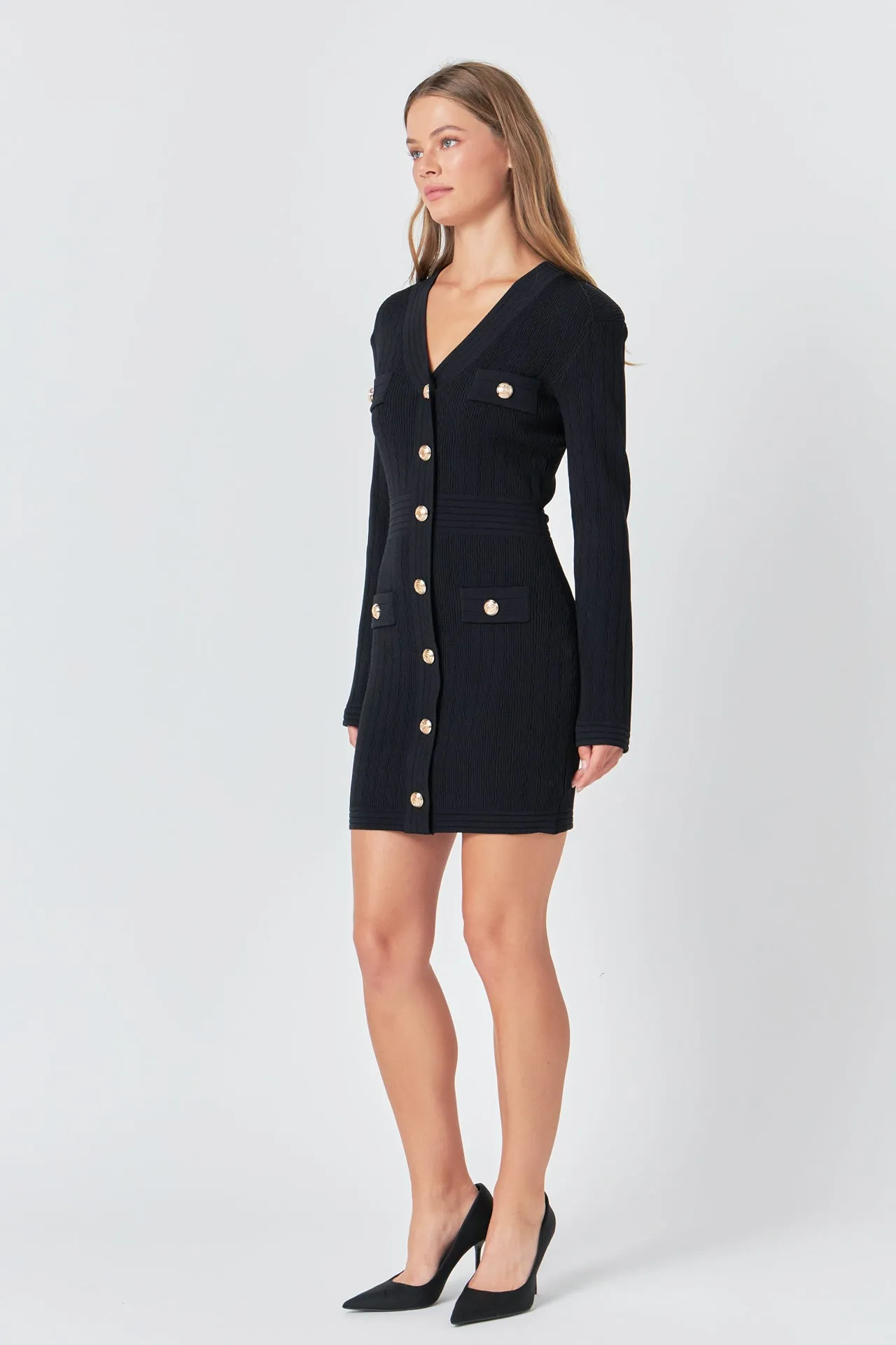 V-neck Long Sleeve Knit Mini Dress sold by Endless Rose product image thumbnail 3